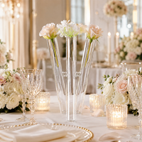 Nouvel ensemble de 3 cylindres en verre pour centre de table de mariage moderne, élégant vase doré rose, support de fleurs