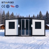 Maison conteneur pliable et extensible à double aile de 40 pieds, à montage rapide, avec double treuil, 4 compartiments de couchage séparés, pour barracues de chantier