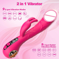 2-in-1 9-fach Starker Rabbit G-Punkt Vibrator Weibliches Sexspielzeug Realistischer Dildo Rabbit Vibratoren Sexspielzeug G-Punkt Anal-Vibrator für Frauen