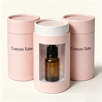 Tube en carton kraft rond personnalisé avec logo imprimé, boîte cylindrique en carton avec fenêtre en PVC pour l'emballage d'huiles cosmétiques