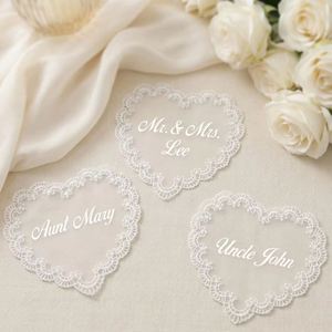 Custom Heart-Shaped Polyester Lace Thermal Transfer Printed <b>Wedding</b> Place <b>Cards</b> Personalized Reusable <b>Name</b> <b>Cards</b> Romantic Table - Product Image 1