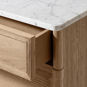 Mesitas de Noche de Estilo Francés Contemporáneo con 3 Cajones, Muebles de Dormitorio de Madera de Roble Macizo de Alta Calidad, Adorno para el Hogar - Product Image 4