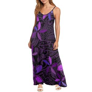 Vestido <span class=keywords><strong>de</strong></span> espagueti informal con estampado a pedido para <span class=keywords><strong>mujer</strong></span>, vestido <span class=keywords><strong>de</strong></span> tapa Mumu tatuado <span class=keywords><strong>de</strong></span> Samoa Polinesia, vestido sin mangas con hombros descubiertos OEM - Product Image 6