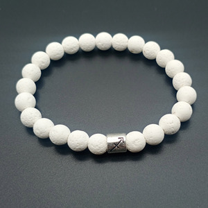 Bracelet Vintage en Agate de Lave Blanche de 8mm Prix Usine 12 Zodiaque <span class=keywords><strong>Horoscope</strong></span> Perles Brillantes Bracelet pour Femmes Hommes Signe Étoile Cadeau Extensible - Product Image 3