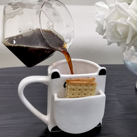 Vente en gros Tasse à café en céramique à l'échelle design Panda Porte-biscuits Tasse à biscuits de poche en grès avec poche