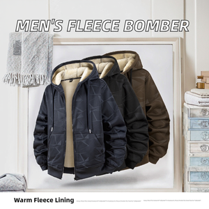 Chaqueta Bomber para Hombre, Tallas Europeas S-6XL, Talla Grande, Fibra de Poliéster, Forro Polar, Gruesa, con Capucha y Cremallera, Estilo Urbano Informal - Product Image 2
