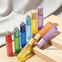 Flacons roulants ronds en verre dépoli de 10 ml, vides, rose, rouge, noir, vert, bleu, rechargeables pour parfum, aromathérapie, déodorant, huile