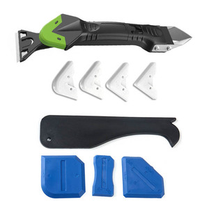 Kit d'outils de calfeutrage en silicone de qualité industrielle 4 pièces, grattoir d'angle pour colle à verre et dissolvant de mastic avec outil de déjointoiement, garantie 1 an - Product Image 5