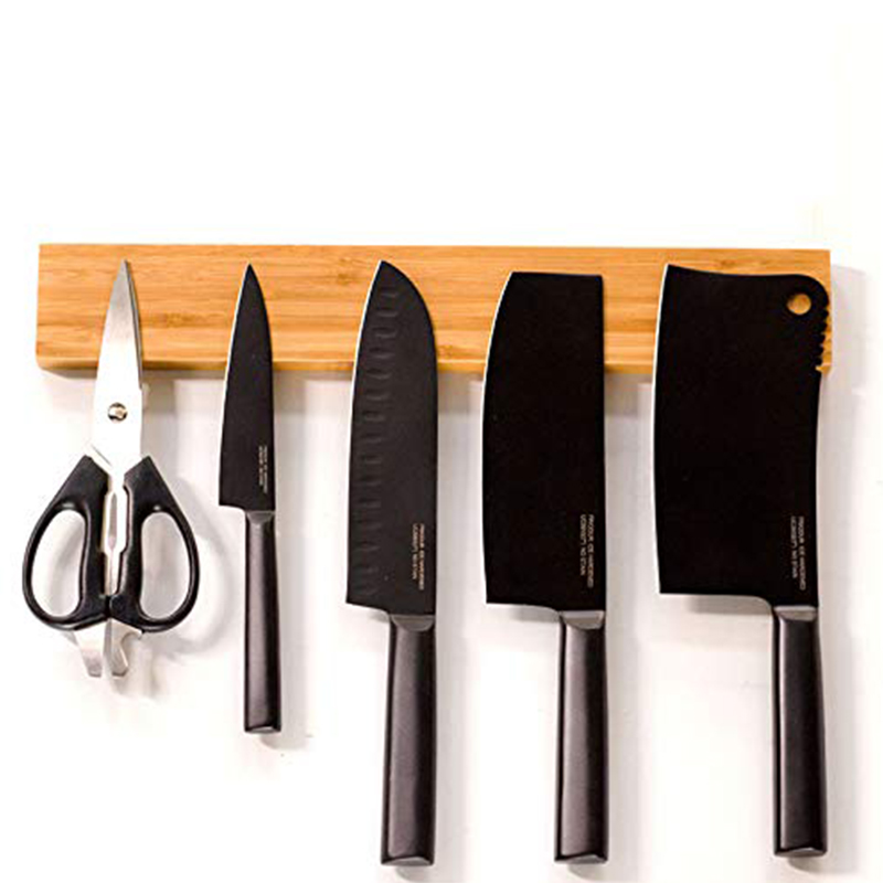Настенный бамбуковый магнитный держатель для ножей, 17 дюймов (43 см), 50% прочный магнит, безопасен для кухонных ножей