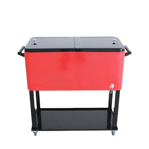 Outdoor Rolling Beer Insulated <strong>Cooler</strong> <strong>Box</strong> Cart <strong>on</strong> <strong>Wheel</strong> - Product Image 1
