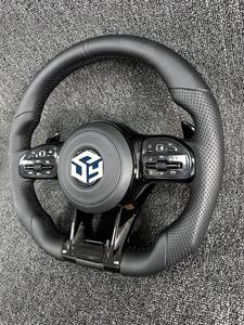 Volante per Auto in Pelle Nera con Modifica a Foro Completo per Mercedes Benz <span class=keywords><strong>C</strong></span> GLC E S CLS <span class=keywords><strong>AMG</strong></span> - Product Image 2