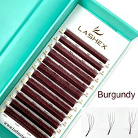 Nouvelle Tendance Cils YY 3D 4D 5D en forme de trèfle couleur Bourgogne, Cils YY en forme de W, Cils enroulés rouge vin étroits, Marque Privée, Cils en forme de U 5D populaires LB LC