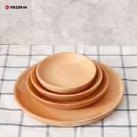 Plateau en hêtre 20 pièces 10 pouces assiettes rondes en bois ensemble plats