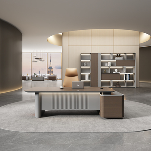 Nhà Máy Bán Hàng Trực Tiếp 2.0 M MDF Có Thể Điều Chỉnh Sang Trọng Văn Phòng Bảng Hiện Đại L Hình Dạng Bàn Văn Phòng Cho CEO - Product Image 2