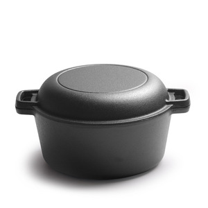 Cuisson Poêle À Pain Friture Ragoût 2-<span class=keywords><strong>en</strong></span>-1 Multifonctionnel Deux Oreilles <span class=keywords><strong>En</strong></span> <span class=keywords><strong>Fonte</strong></span> Émail Néerlandais Pot Noir Rond Casserole Marmite - Product Image 3