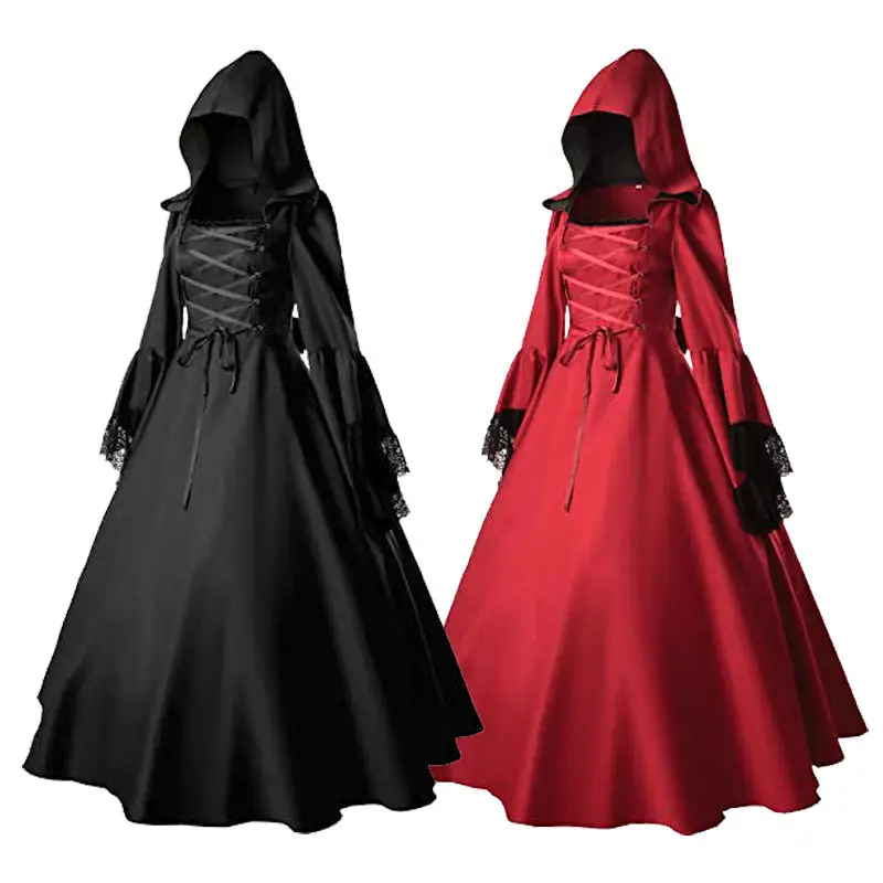 Nova Moda das Mulheres Do Vintage Gothic Celtic Medieval Renascença Vestido Até O Chão de Manga Longa Cosplay Halloween Costume Dress