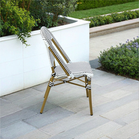 Ensemble de table et de chaises de jardin en rotin, style bistrot français vintage, en aluminium, pour café, restaurant, extérieur