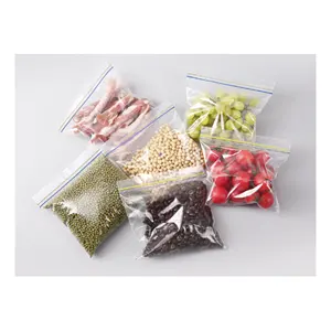 Double sealed plastic storage bag for food packaging thickened zipper bag for freezer transparent food storage zip lock bag