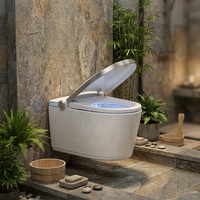 En gros WC intelligent électrique allongé avec siphon en P, commande vocale et télécommande, siège chauffant