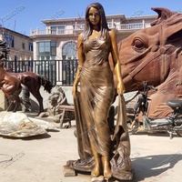 Vente flash Sculpture de femme moderne sexy grandeur nature, femme sensuelle en robe longue, statue en bronze