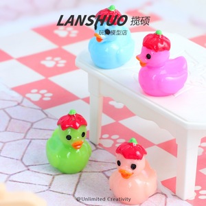 Lanshuo Mini Pumpkin Duck Figurine Plastic Resin Dollhouse Accessory For Kids Toy Model 2-4 Years Unisex - Product Image 2