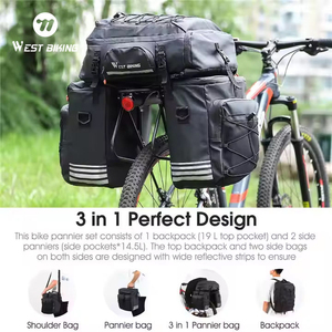Bolsa Trasera para Bicicleta de Montaña y Carretera de Gran Capacidad de 48L, Bolsa de Alforjas para Bicicleta 3 en 1 Reflectante para Exteriores con Cubierta Impermeable - Product Image 6