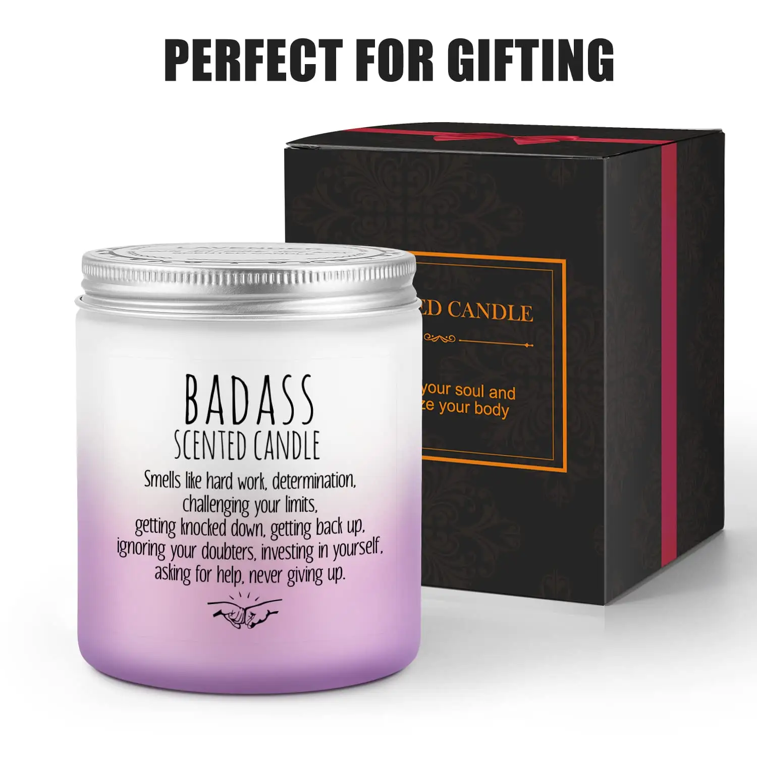 Distributions de la mode de bougies de lavande Gradient Purple Jar Candles Date Badass Bougie parfumée Coffret cadeau Saint Valentin