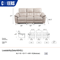 MANWAH CHEERS Sofá Reclinable Eléctrico Modular Moderno de 3 Plazas en Tela Beige con Mesa Auxiliar para Villa y Taller