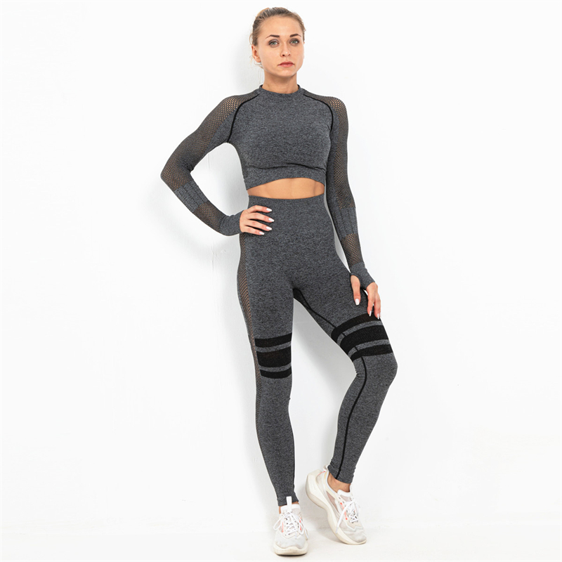 Fashion Modern Breathable Workout Clothing Women Active Wear Yoga Set 8 colors Long sleeve
