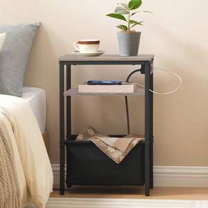 Wholesale Narrow Nightstand with Charging Station, Slim <strong>Bedside</strong> <strong>Table</strong> with USB Ports, <strong>Skinny</strong> Bed Side Cabinet with Power Outlets - Product Image 6