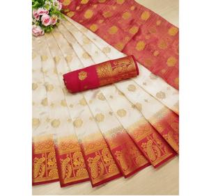 Banarasi Art Soft Silk Sarees Venta al por mayor Golden Printed Beautiful Blue Color con blusa sin costuras para mujeres indias ApparelGarment - Product Image 4