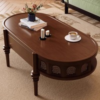 Table basse vintage française en bois massif, petite table design pour salon, nouveau modèle de table basse ronde pour buffet