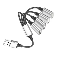 1,2 M 4 en 1 Dual USB2.0 Cable de alimentación Extensión Datos de carga Adaptador OTG Divisor USB Macho a USB Hembra Cable de extensión