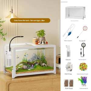 Creatief klein bureau-<span class=keywords><strong>aquarium</strong></span> voor goudvissen en schildpadden met milieuvriendelijke landschapsarchitectuur en accessoires - Product Image 3