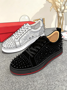 Zapatos Rojos para Hombre, Venta Directa de Fábrica, Alta Calidad, Diseño Moderno con Remaches, Marca Cool, Planos, con Cordones, para Correr, Casuales - Product Image 1