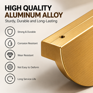 Poignée de meuble semi-circulaire en alliage d'aluminium brossé, moderne et minimaliste, pour armoire, commode, tiroir, cuisine, salle de bain - Product Image 3