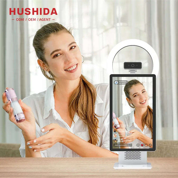 HUSHIDA 13.3/15.6 pollici display pubblicitari desktop smart streaming broadcast equipment schermo interattivo dal vivo