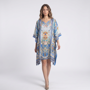 Robe longue caftan en viscose style africain pour femme, coupe ample, tunique, poncho, kimono, aspect satiné soyeux, bohème, pour la plage, les vacances et la détente - Product Image 1