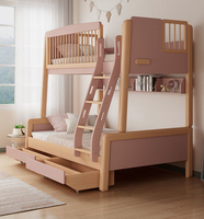 Ensemble de meubles de chambre à coucher en bois Lit superposé double pour enfants avec tiroir de rangement et escalier