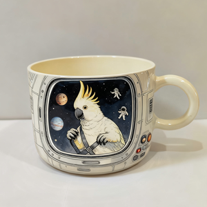 Taza de Cerámica Personalizada Hecha a Mano con Diseño Europeo Pintado a Mano, Apta para Lavavajillas, con Patrón de Foto de Cockatoo - Product Image 1