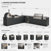 Cuisine barbecue extérieure  et station de grill pour villas Four électrique encastré sur mesure et gril en acier inoxydable