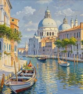 Trang trí tường vẽ tay mới với phong cảnh chân dung <span class=keywords><strong>Venice</strong></span> Water City Retro DIY vẽ tranh bằng số - Product Image 2