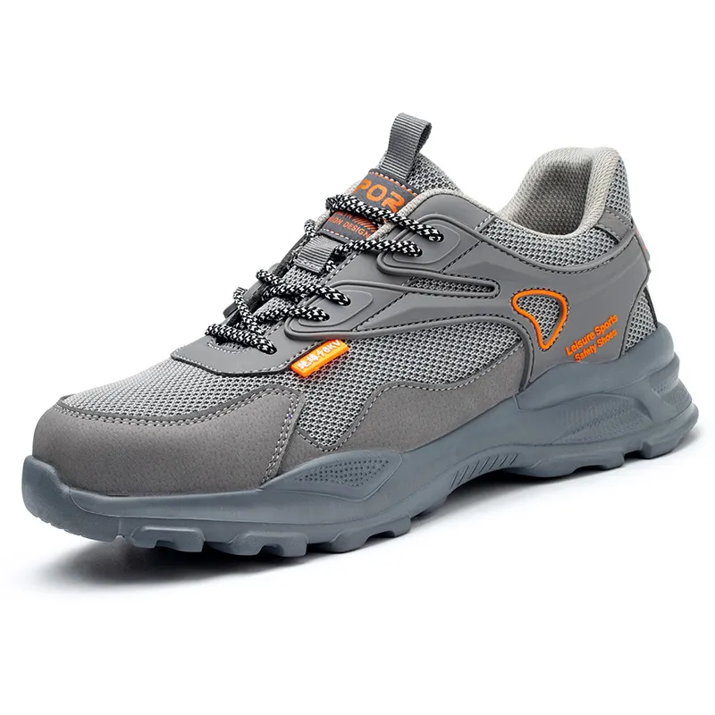 Grey Safety Boots Rubber Outsole Safety Shoes Anti-puncture And Anti-smashing Construction Site Chemical Workshop Working Boots