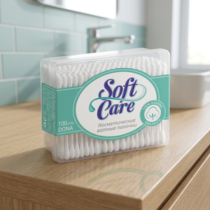 SoftCare Biodegradable Cotton Swabs 100pcs Smooth Soft Hygienic Double Tip <b>Ear</b> <b>Cleaning</b> Sticks 125mm Plastic Handle Bulk Supply - Product Image 3