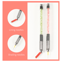 Outil manuel professionnel de stylo Microblading pour le tatouage des sourcils porte-aiguille en acier inoxydable avec 2 têtes interchangeables