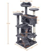 En gros, Arbre à chat personnalisé de luxe moderne et mignon, avec griffoir en carton, structure d'escalade en peluche gris foncé et jouets pour chatons