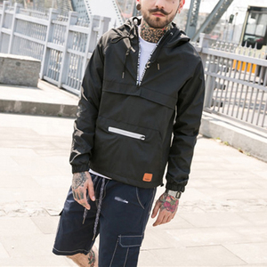 Veste coupe-vent personnalisée avec logo imprimé, 100% polyester, poche sur le ventre, demi-zip, veste pour homme - Product Image 5
