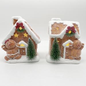 Figurines de Noël en céramique peintes à la main avec bonhomme de neige du père Noël pour la décoration de vacances - Product Image 5
