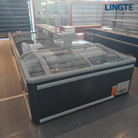 Vitrine réfrigérée combinée pour supermarché, crème glacée, aliments surgelés, porte coulissante en verre, éclairage LED, dégivrage automatique