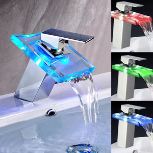Grifo de baño moderno de un solo agujero, luz LED colorida, grifo de cascada, mezclador de <span class=keywords><strong>lavabo</strong></span> de aleación de Zinc de latón, grifo de <span class=keywords><strong>lavabo</strong></span> inteligente - Product Image 5